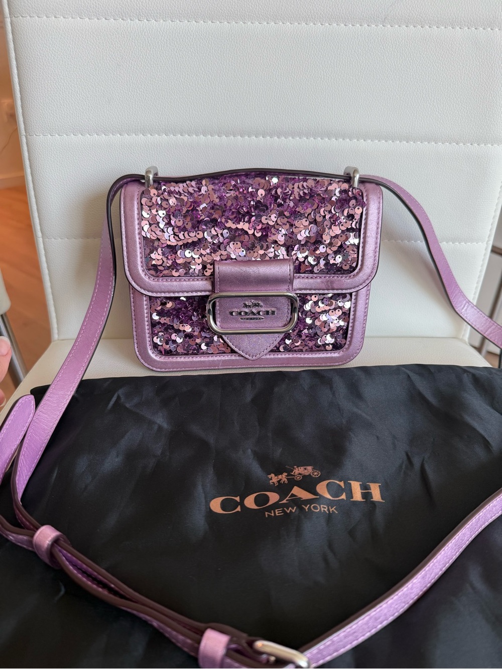 Coach Morgan Sparkle Lilac Sequin Crossbody Bag